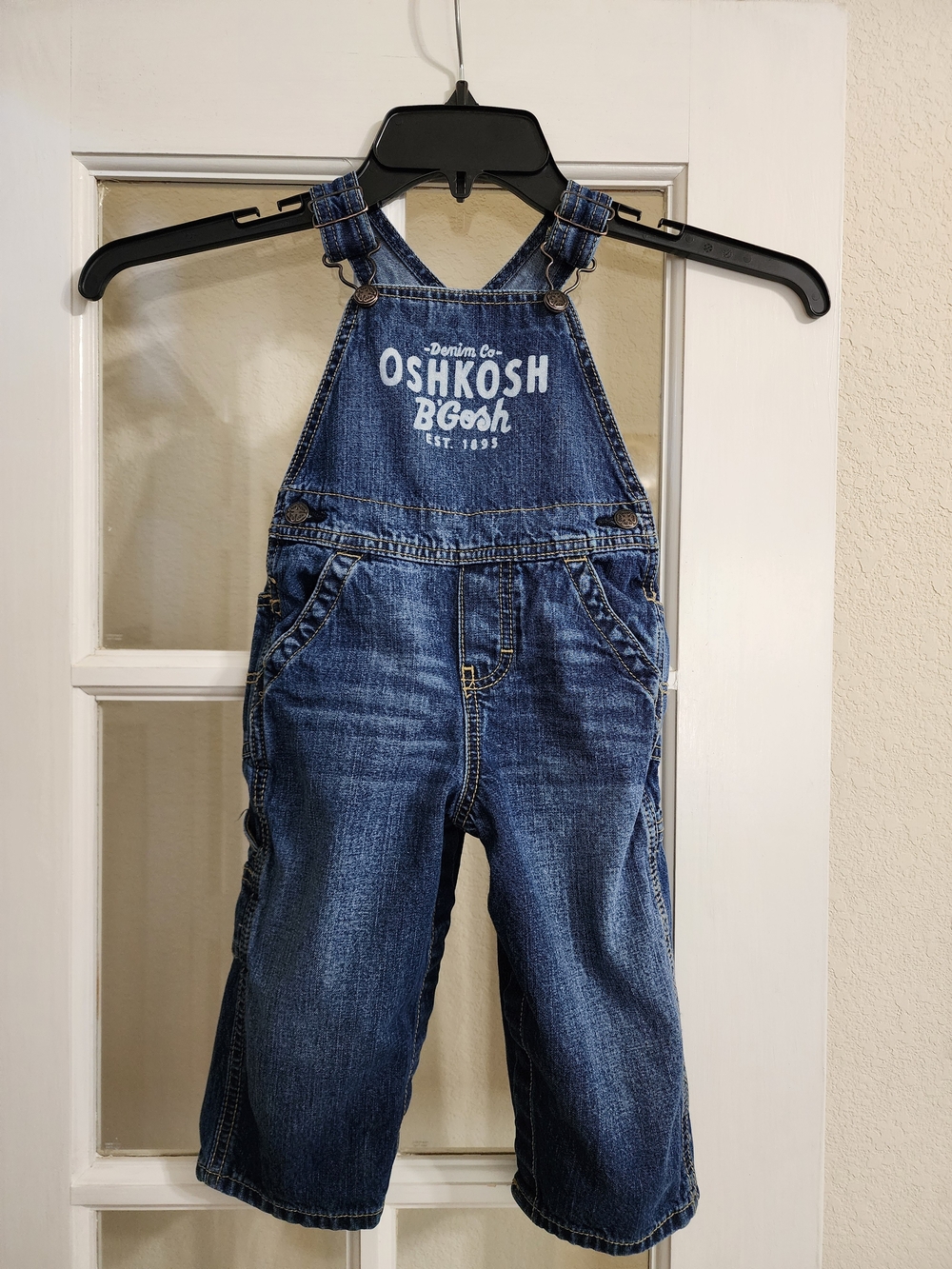 OshKosh B’gosh Denim Overalls 18M Carpenter Cargo Logo Bib Jeans
